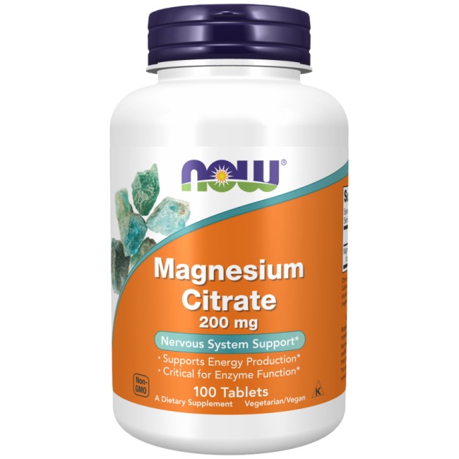 NOW Foods Magnesium Citrate – магнезий цитрат 200 mg, 100 таблетки